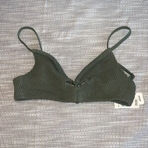 Aerie Olive Green w/shimmer tones Ribbed bikini top | XS | NWT